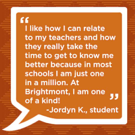 A speech bubble with a quote from jordyn k. student