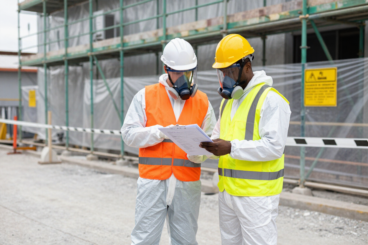 Contractor and Avia technician reviewing jobsite documents