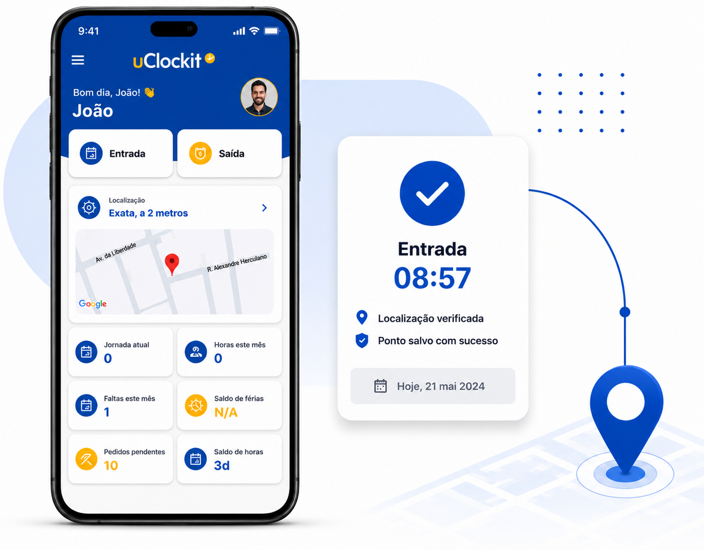 Aplicação de gestão de assiduidade no telemóvel