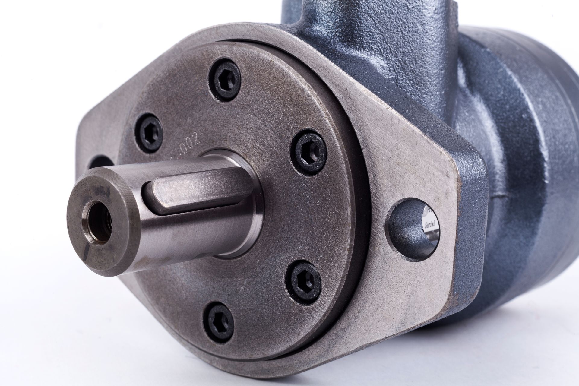 Close-up of a hydraulic pump housing. Close-up of a hydraulic pump housing.