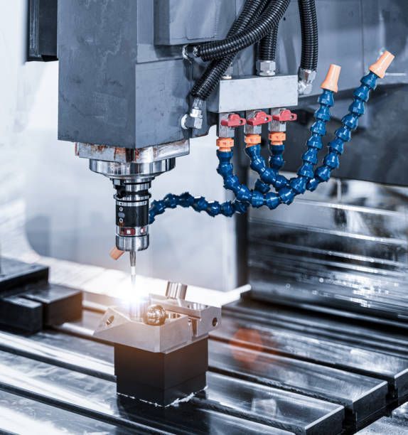 Metalworking CNC milling and cutting machine at Industrial factory.