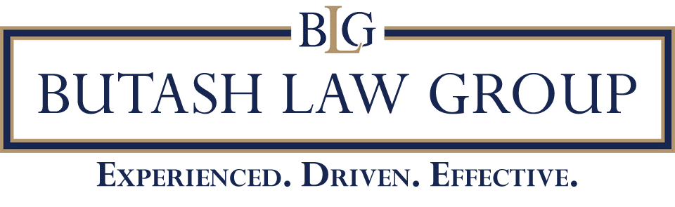 Butash Law Group logo with navy text and tagline “Experienced. Driven. Effective.”