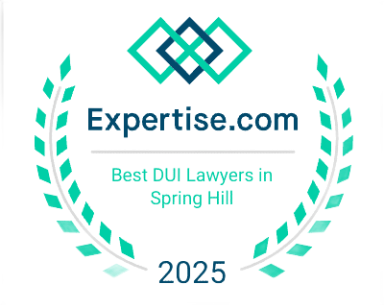 Expertise.com award badge for Best DUI Lawyers in Spring Hill, 2025, in teal and green