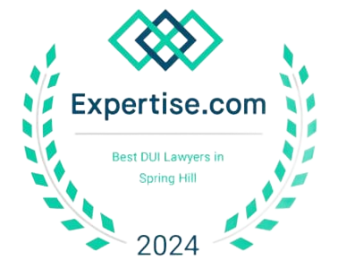 Expertise.com award badge for Best DUI Lawyers in Spring Hill, 2024, with teal laurel wreaths