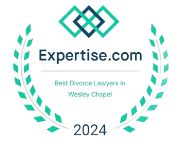 Expertise.com award badge for Best Divorce Lawyers in Wesley Chapel, 2024, with teal laurel wreaths
