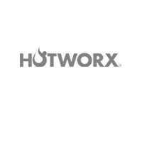 A black and white logo for hotworkx on a white background.
