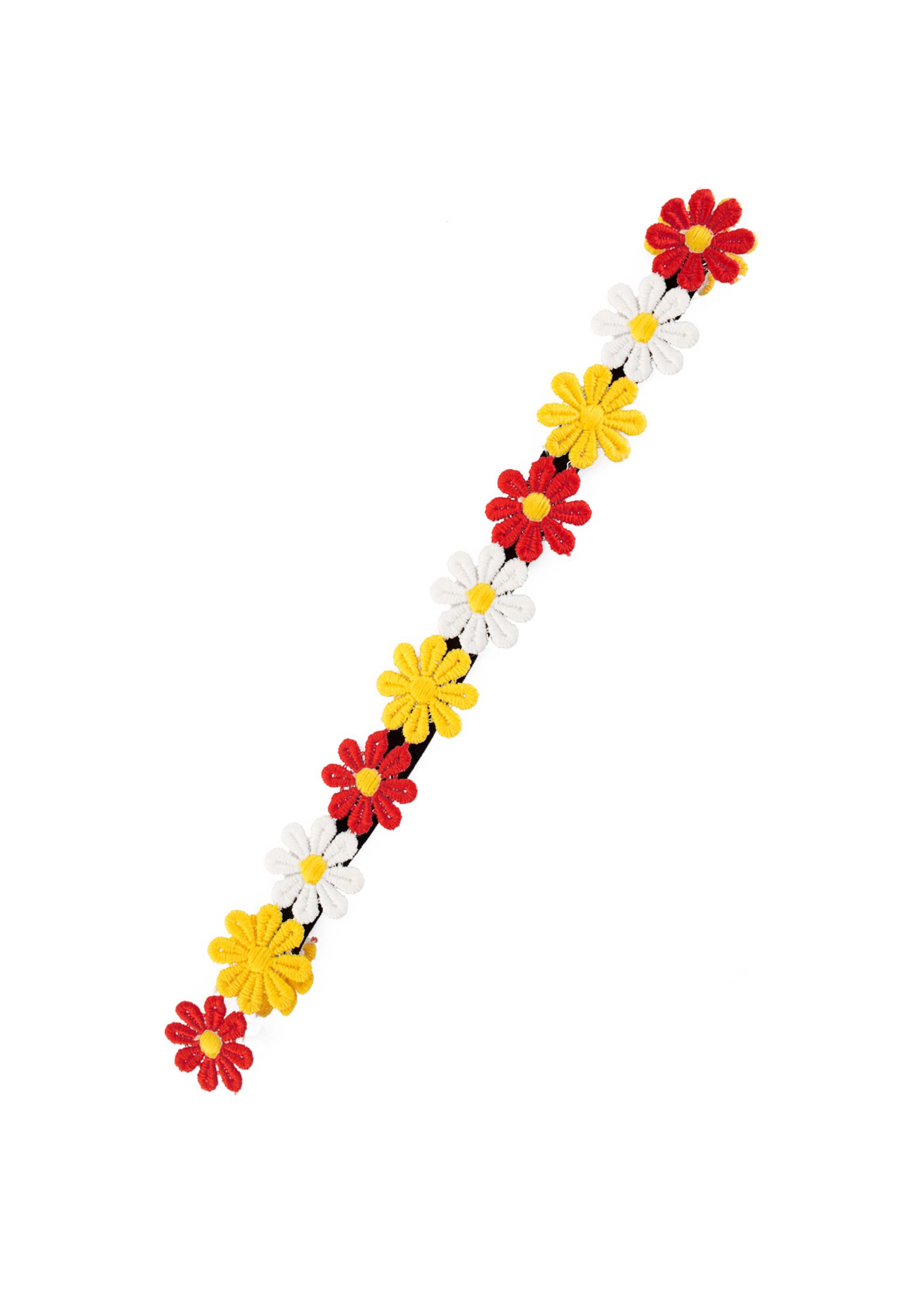 Bloemetjes hoofdband rood wit geel