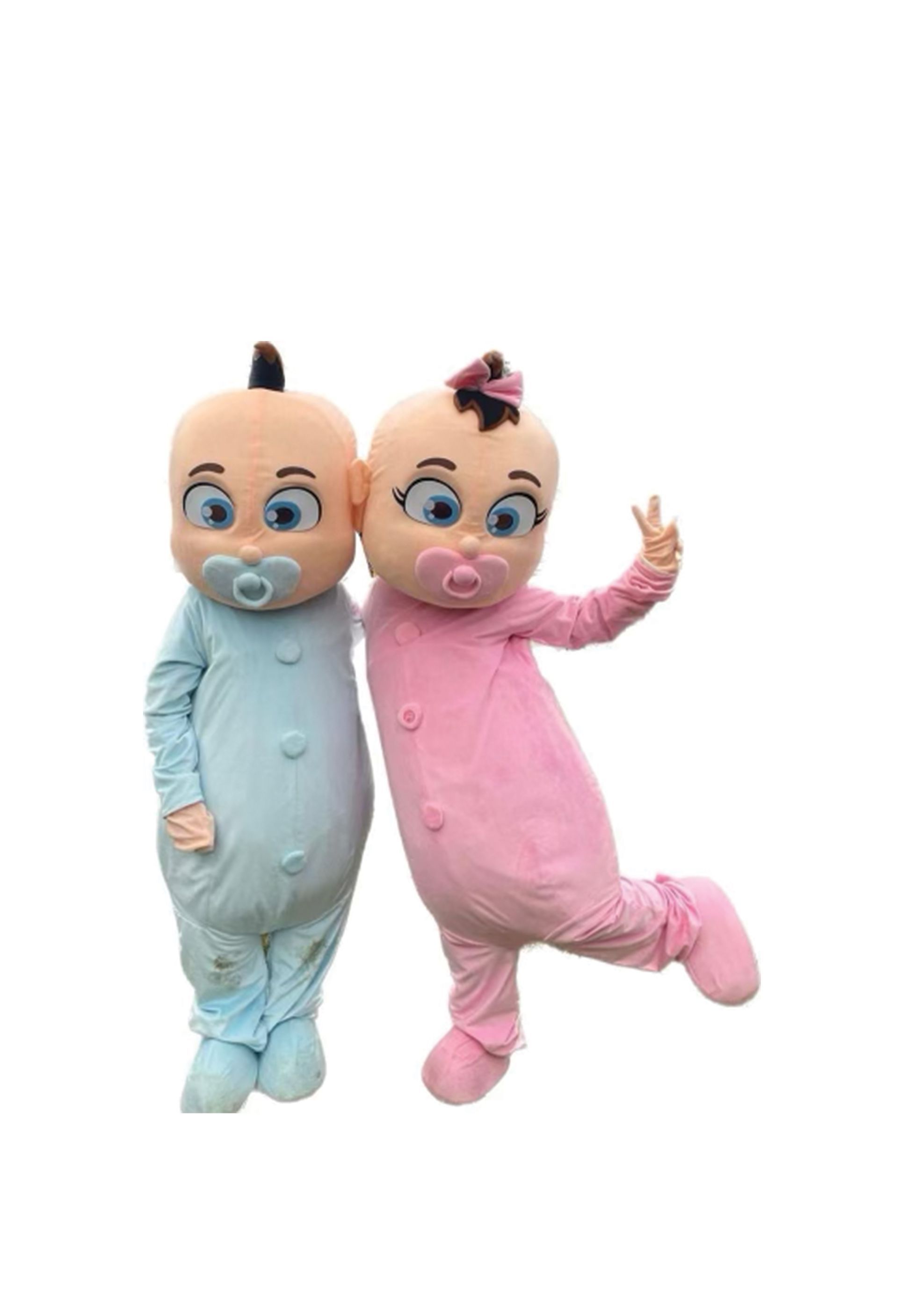 Maak het geslacht van jullie aanstaande kindje bekend met deze te leuke gender reveal babypakken. Tijdens een show tussen de twee mascottes heeft iedereen een lach op zijn gezicht. Laat jij de twee 'baby's' samen een dansshow opvoeren? of samen boxen?
Mascotte huren inclusief acteur?
Prijzen voor mascottebezoeken inclusief acteur op aanvraag en beschikbaarheid.
Let op: De acteur in het pak dient een normaal postuur te hebben met een lengte tussen de 160/180 cm.