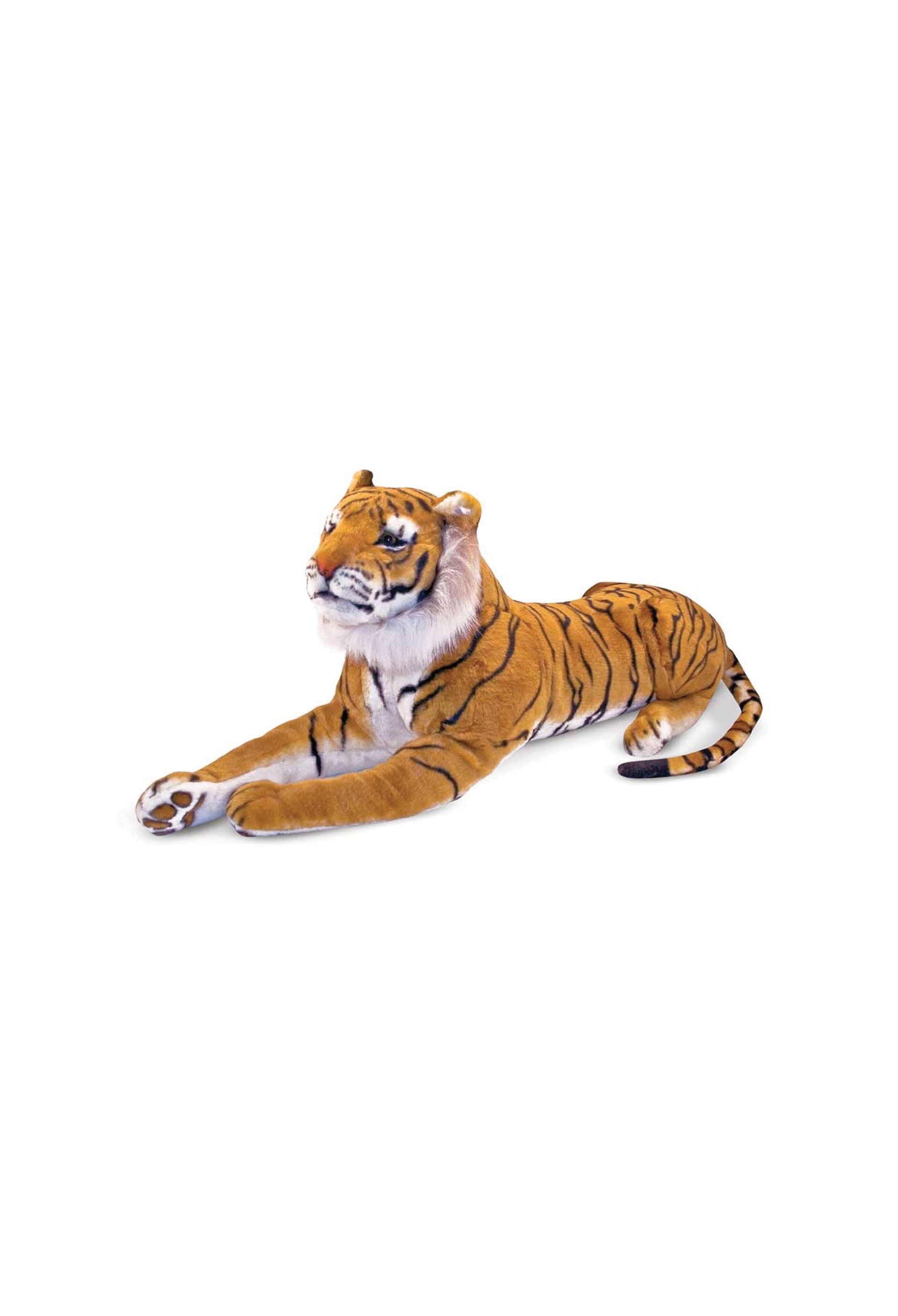 Deze elegante Siberische tijgerknuffel is heerlijk om mee in bed te kruipen. De tijger voelt heerlijk zacht aan en is 180 centimeter groot. Door de grote afmeting kun je de levensechte details van het puntje van zijn gestreepte staart tot aan de kussentjes op zijn voorpoten zien. De aandacht voor details en de uitstekende kwaliteit zorgen op elke plek voor exotische pret.