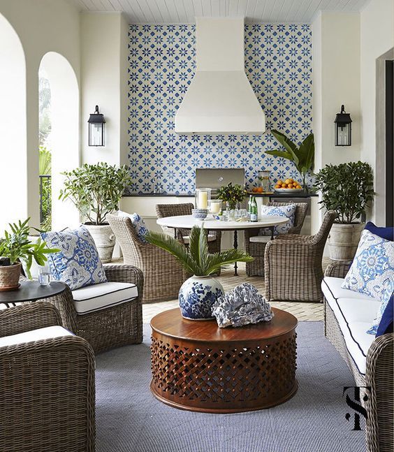 Dining area with multiple plants