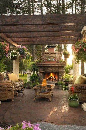 Shaded outdoor patio area