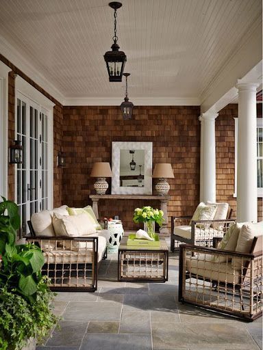 Dark patio furniture in outdoor living space - dark accents