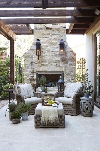 Focal point - lighting and furniture surround a fire place