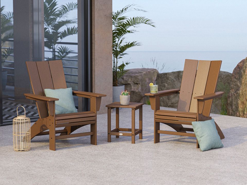Modern 3-Piece Curveback Adirondack Set with Long Island 18
