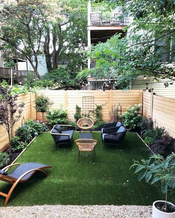 Small outdoor living area with furniture