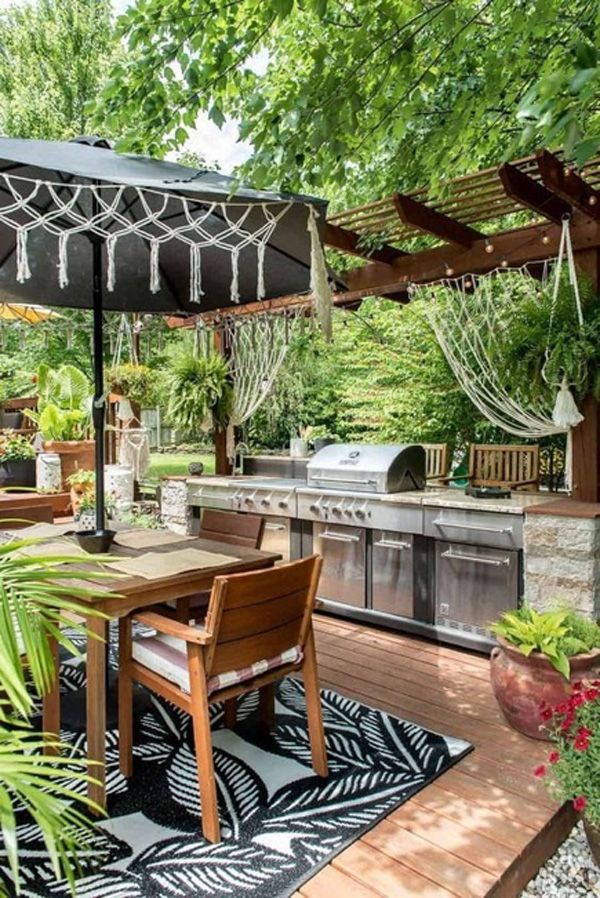 how to refresh your spring patio - outdoor seating and lights