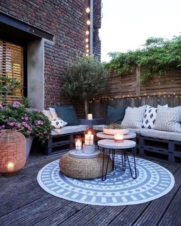 how to refresh your spring patio - outdoor seating and lights