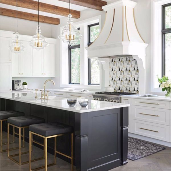 large glass lighting over kitchen counter