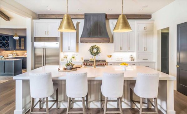 pendant kitchen lighting - spaced out gold kitchen pendants