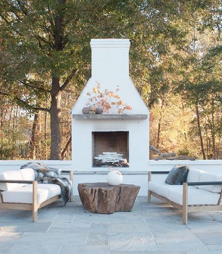 Fall patio transition - outdoor fireplace