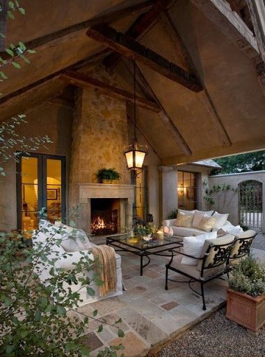 Covered outdoor seating with comfortable seating
