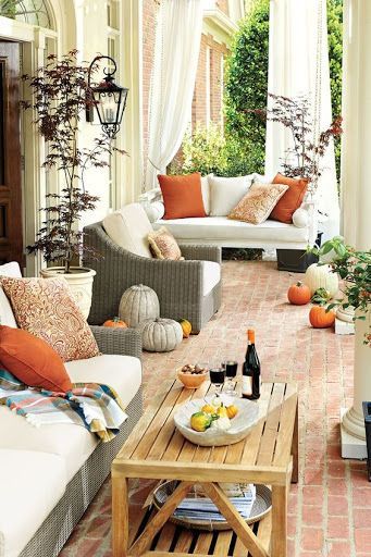 Colorful outdoor patio - fall accents
