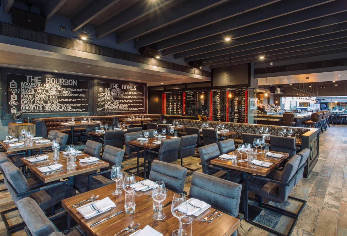 A large dining room filled with tables and chairs.