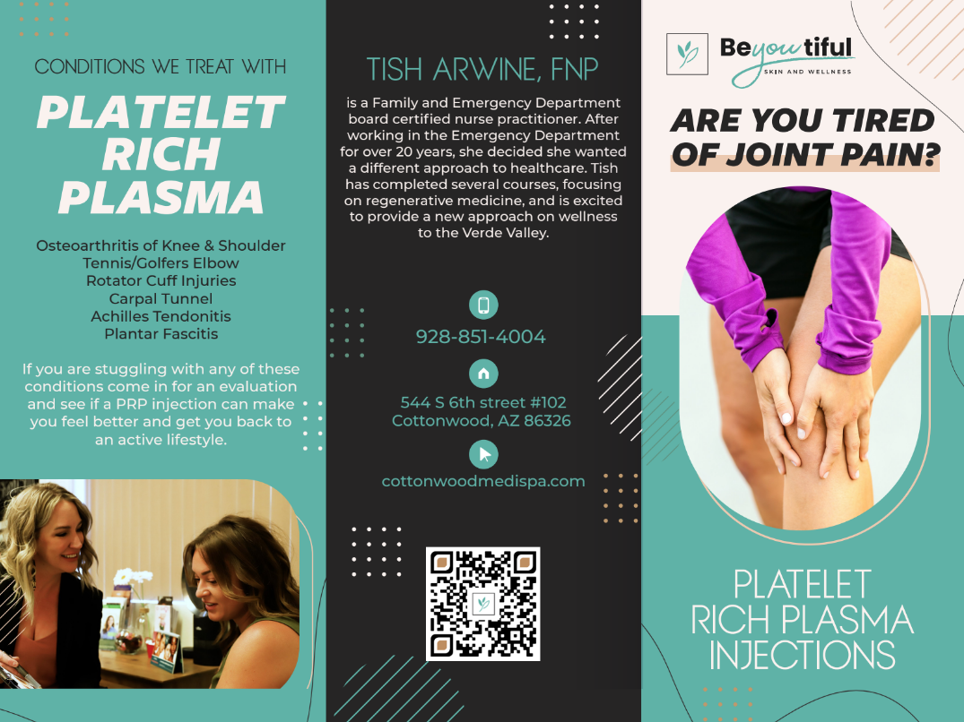A brochure about platelet rich plasma injections