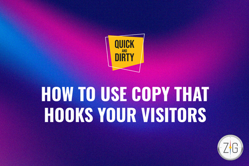 A purple and blue background with the words `` how to use copy that hooks your visitors ''