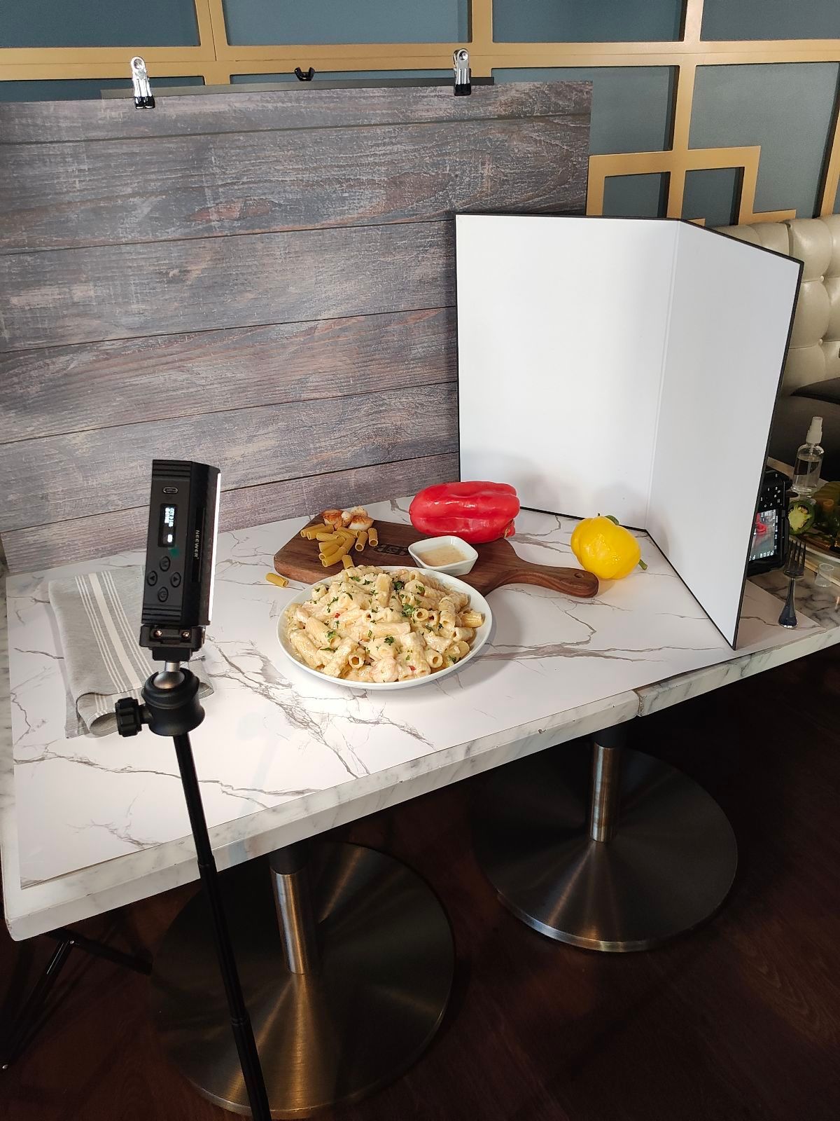 A plate of food is sitting on top of a table.
