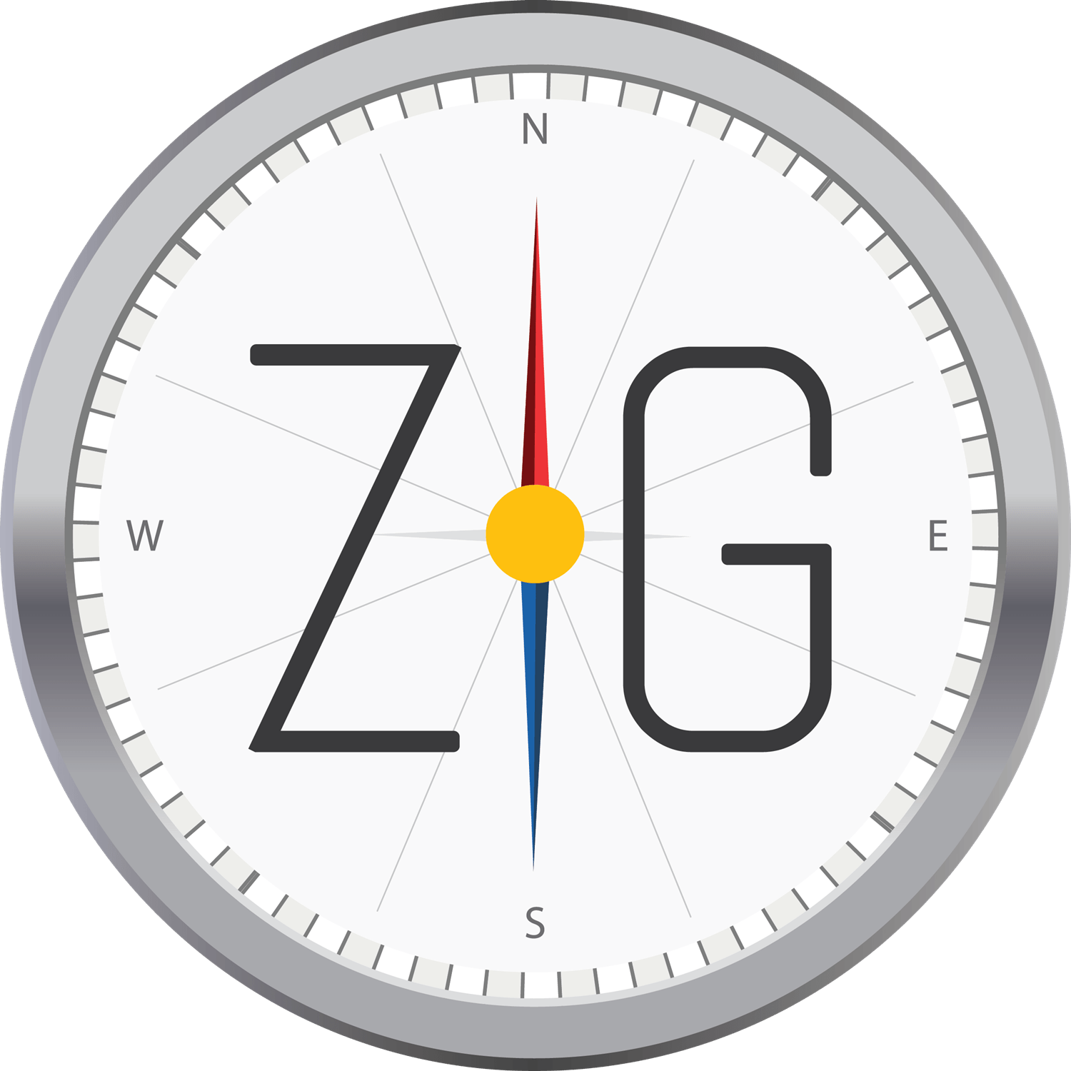 A compass with the letter z and g on it