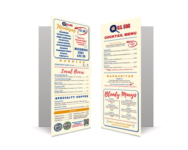 A menu for a restaurant is displayed on a white background.