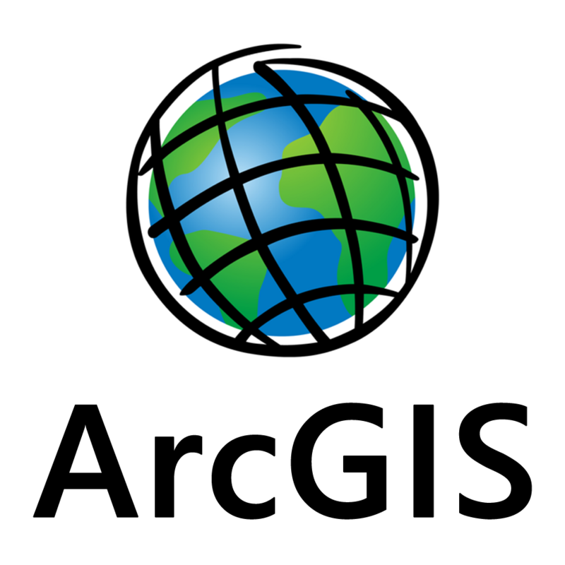 A logo for arcgis with a globe in the center