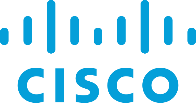 The cisco logo is blue and white on a white background.