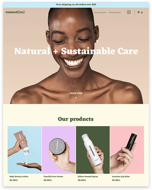 A woman is smiling and holding a bottle of lotion.
