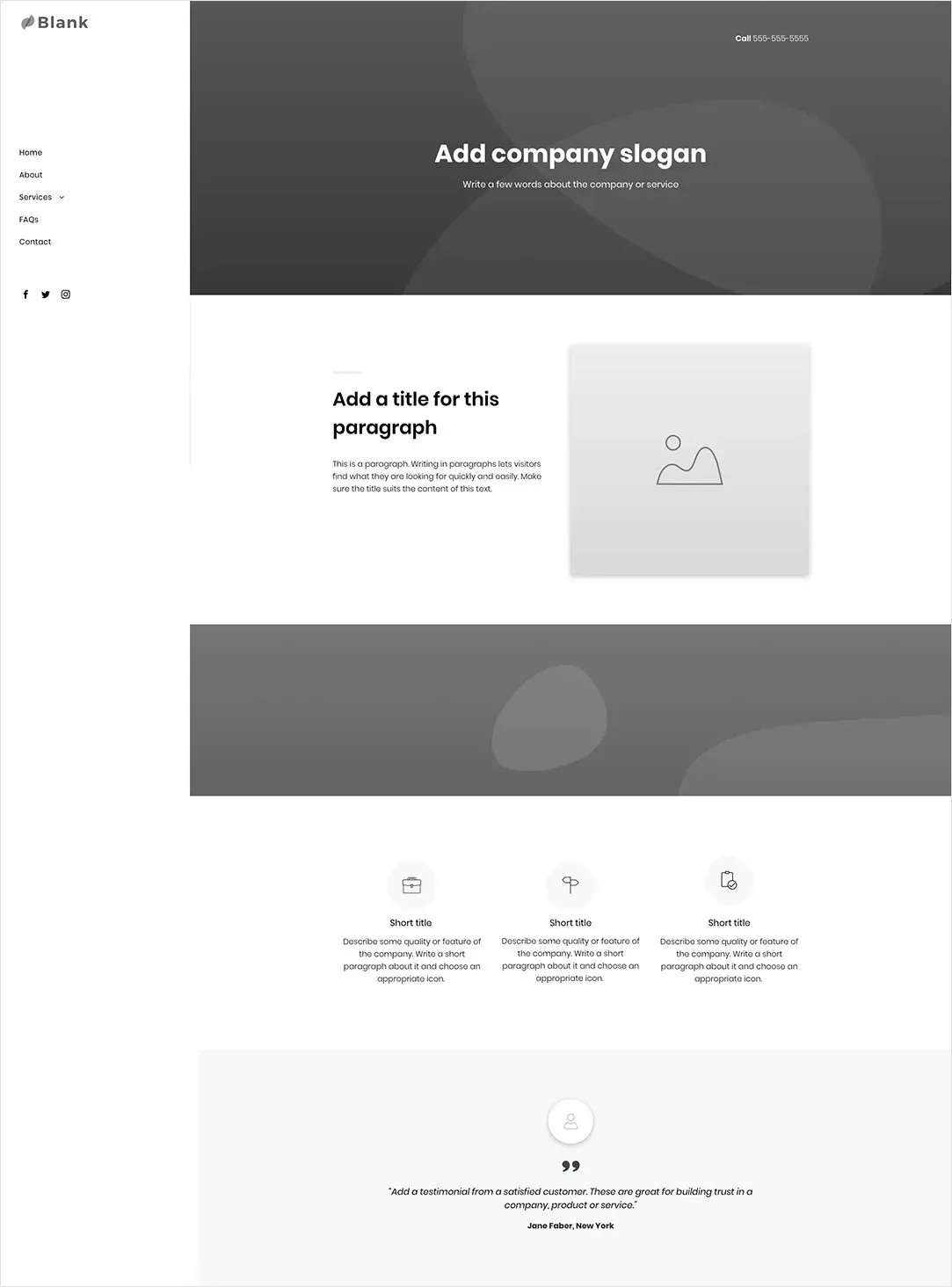 A screenshot of a website with a black and white background.