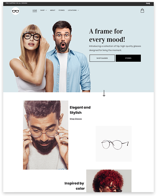 A man and a woman wearing glasses on a website.