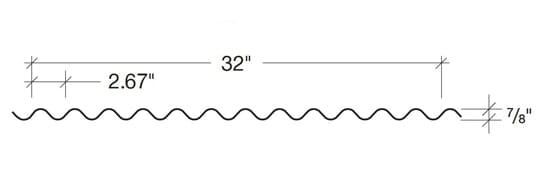 Wavy line diagram with measurements labeled 32