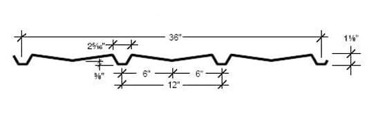 Black line drawing of a bent profile with dimension measurements labeled in inches.
