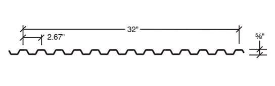 Technical diagram of a wavy profile, labeled 32