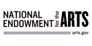 National Endowment for the Arts logo with black text, red and blue lines, and arts.gov