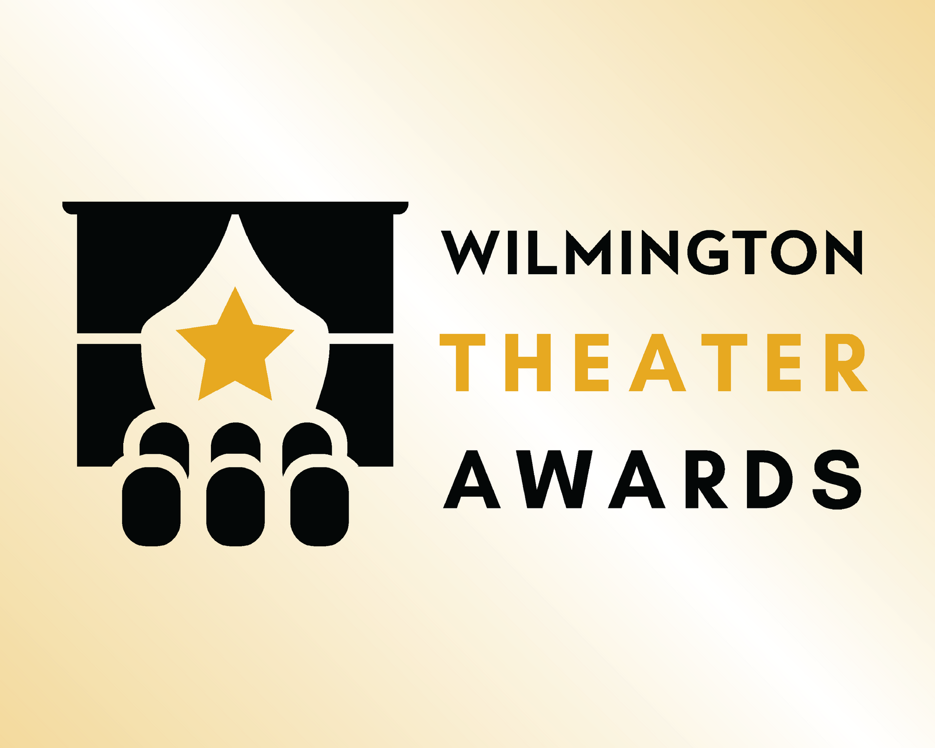 Wilmington Theater Awards logo with gold star, black silhouettes, and beige background