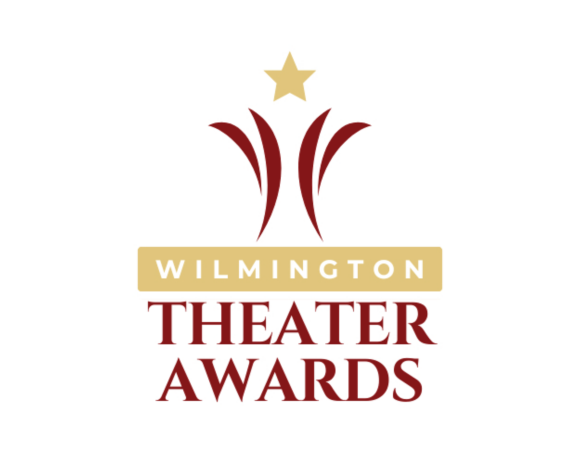 Wilmington Theater Awards logo with gold star and burgundy text on white background