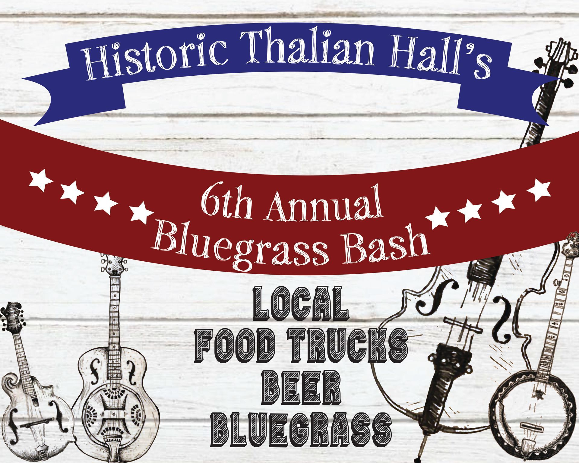 Historic Thalian Hall’s 6th Annual Bluegrass Bash with local food trucks, beer, and bluegrass music
