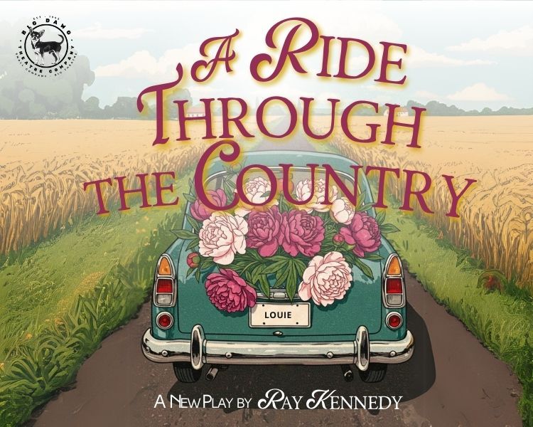 Vintage truck on a country road with flowers and title text, 