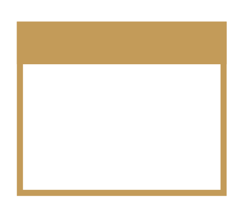 Tan rectangular frame with a white center and a gold top border, resembling a blank sign or panel