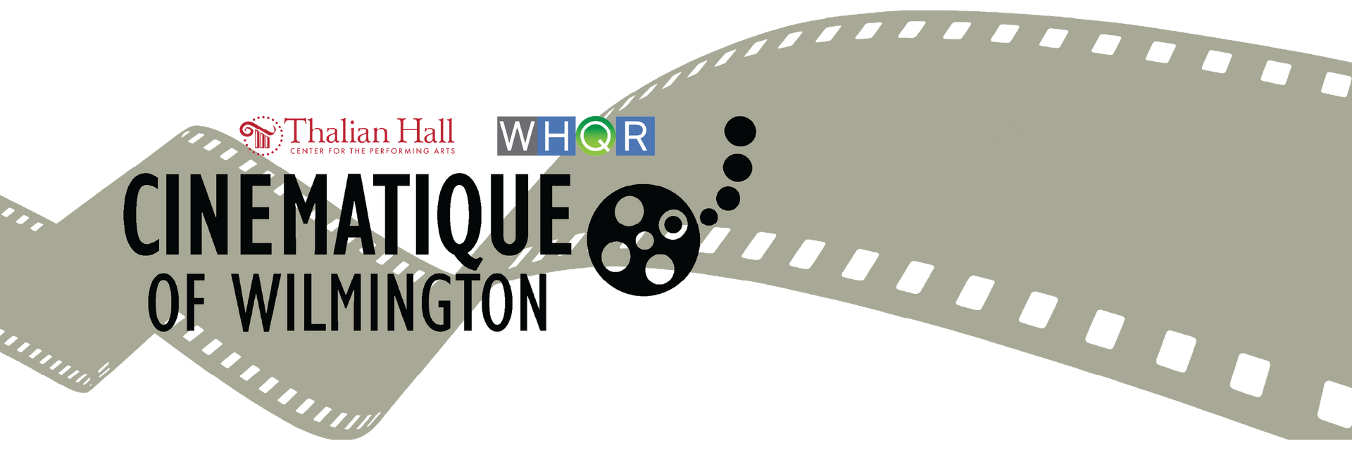 Cinematique of Wilmington logo with gray filmstrip and black text on white background