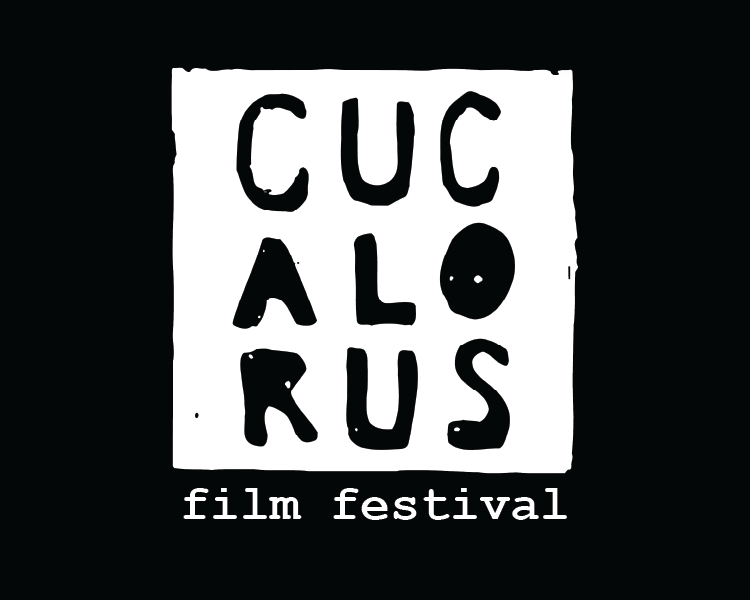 Black-and-white CUCALORUS film festival logo with stacked stylized letters on a white square.