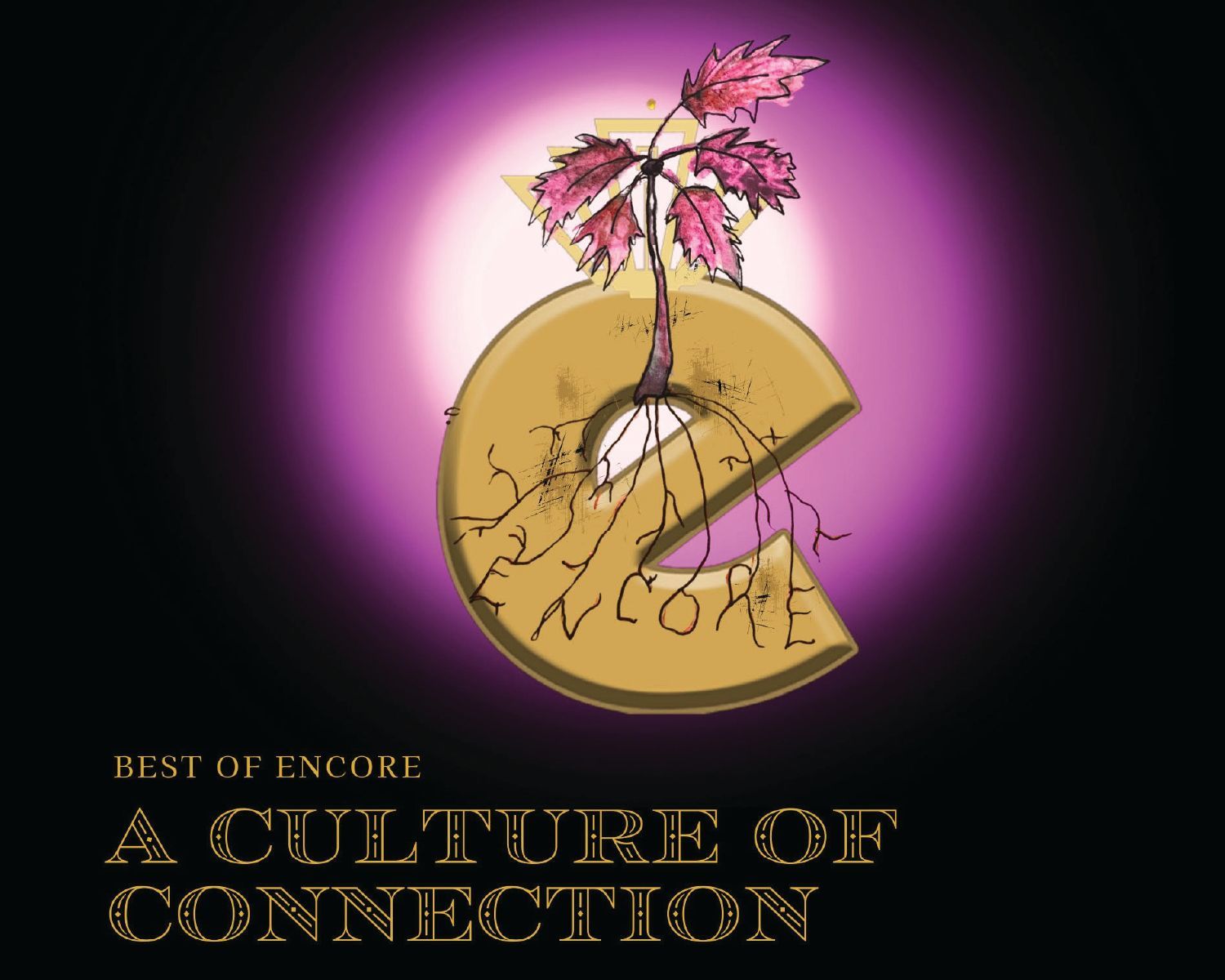 Gold “C” with pink blossoms and roots, under title “Best of Fores: A Culture of Connection”
