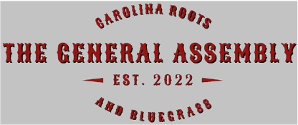 Carolina Roots The General Assembly Est. 2022 and Bluegrass logo in red on gray background